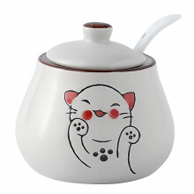 Cat Sugar Bowl with Lid and Spoon, Cute Ceramic 8 Oz Sugar Jar for Kitchen and Seasonings