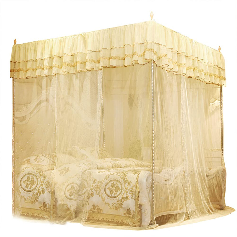 Luxury Princess Bed Canopy with Lace, Washable Mosquito Net, Three Openings, 120x200x200