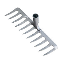 Heavy Duty Steel Garden Rake and Cultivator with Ergonomic Grip for Soil Loosening and Grass Removal
