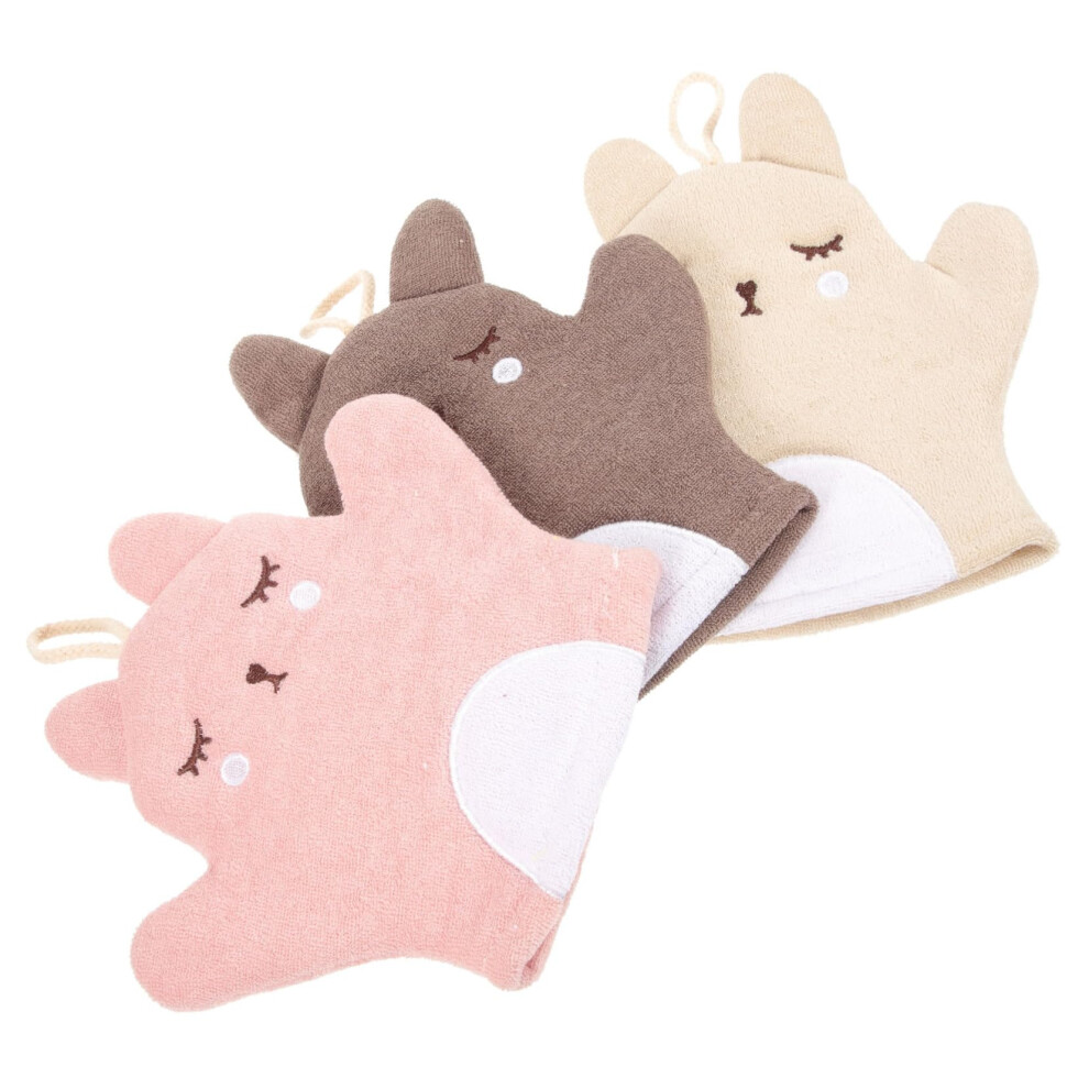 3Pcs Cartoon Exfoliating Shower Gloves DoubleSided Bath Mitts for Kids Gentle Skin Scrubbing