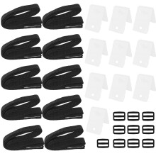 30Pcs Pool Solar Cover Reel Attachment Straps Kit for Inground Pools with Nylon Straps Buckles Plates