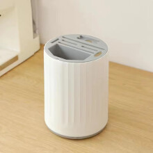 Kitchen Knife Holder with 360 Rotatable Large Capacity Storage Rack and Utensil Organizer White Gray