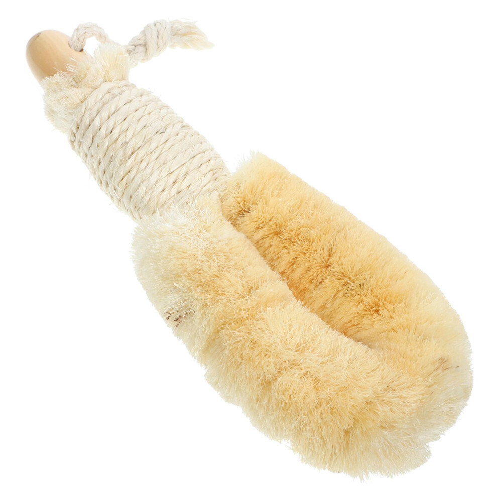 Natural Sisal Bath Brush with Wooden Handle for Dry and Wet Body Exfoliation Shower Use