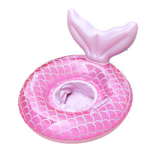 Baby Mermaid Pool Float with Seat and Handle, Pink Toddler Swim Ring for Girls Summer Beach