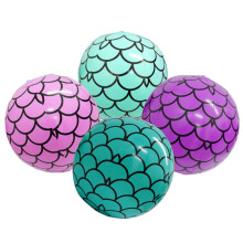 Mermaid Beach Ball 4 Pack with Mermaid Scale Design 11 Inch for Birthday and Under the Sea Party