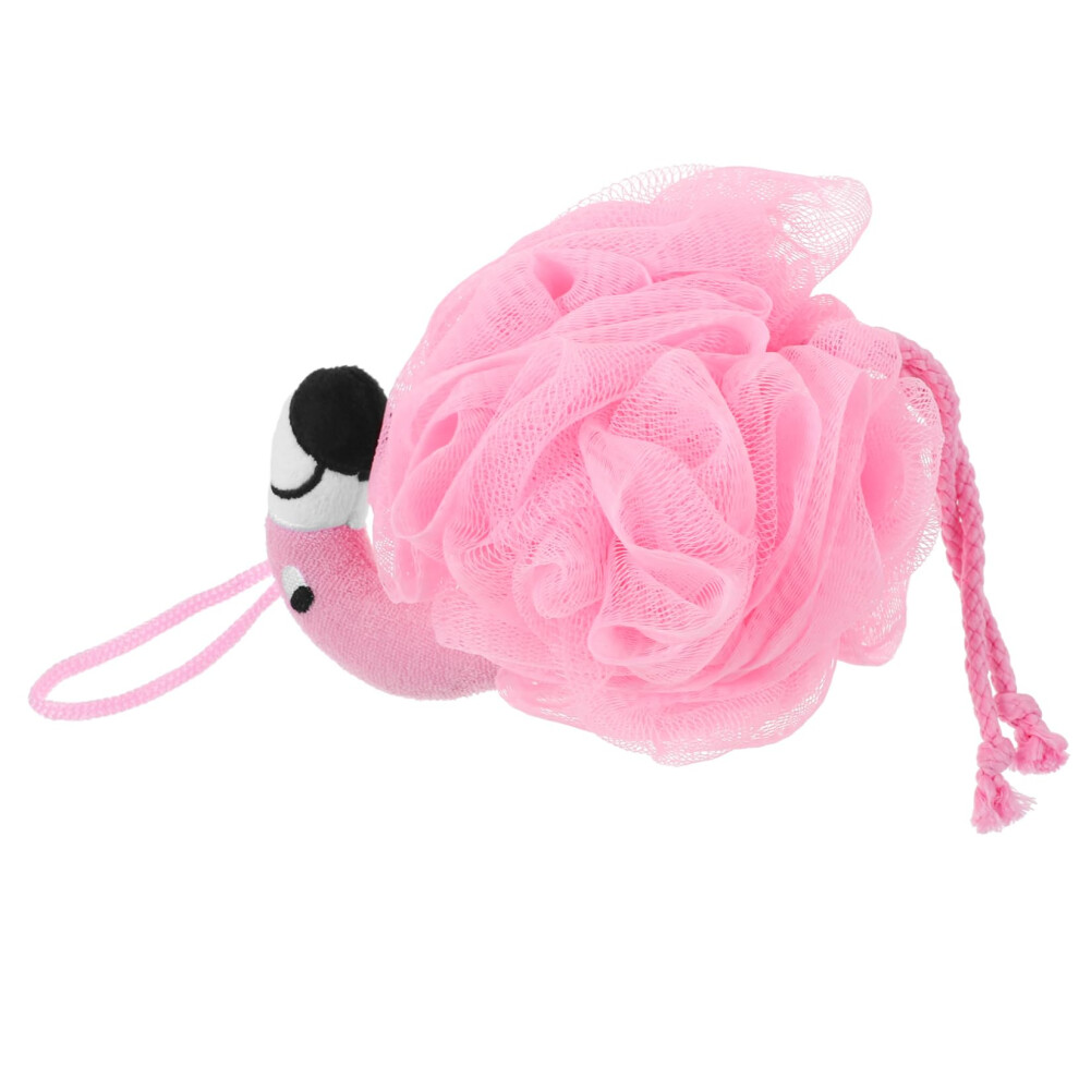 Pink Loofah Bath Sponge Flamingo Shower Pouf Mesh With Hanging Loop For Gentle Exfoliation