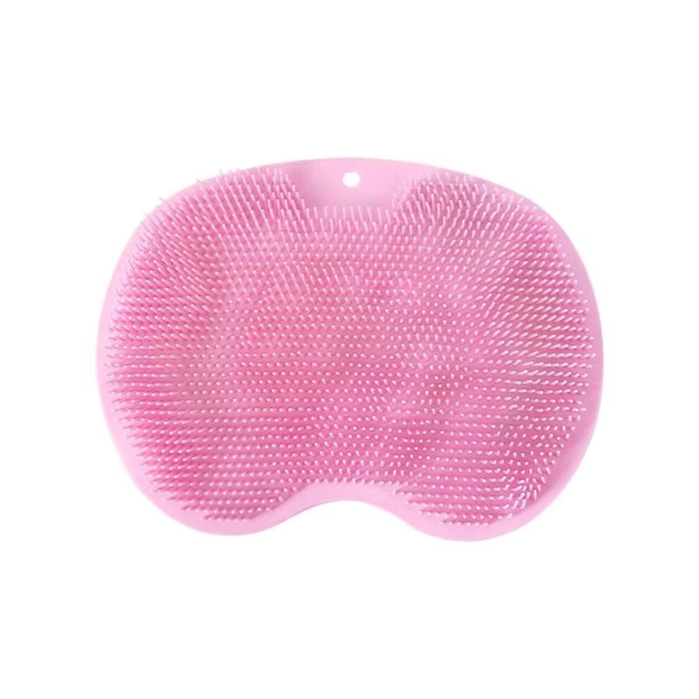 Pink Shower Foot Scrubber And Silicone Back Scrubber With Hands Massage, Antislip Suction Cups,