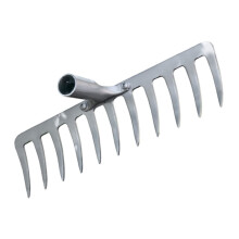 Heavy Duty Steel Garden Rake with Ergonomic Grip for Soil Loosening and Grass Removal