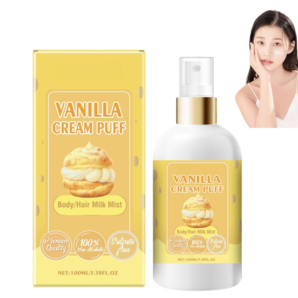 Cream Vanilla Body Mist And Lotion Spray 100Ml Longlasting Scent For Hair Body And Linen