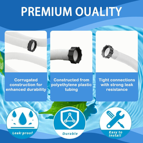 1.5 Inch Pool Pump Hose Replacement for Above Ground Pools, Flexible Durable Filter Hose 2 Pack 1