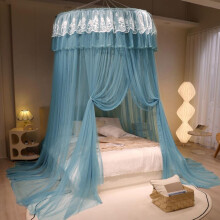Mosquito Net Canopy with Lace for Large Beds, Princess Kids Bedroom Decor, Easy Hanging, Blue