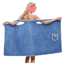Women's Bath Towel Wrap Quick Absorption Coral Fleece with Pocket Blue Gray 31x51in