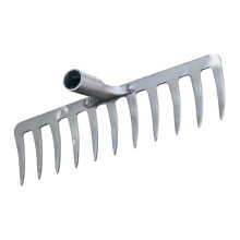 Heavy Duty Garden Rake with Steel Tines for Deep Soil Penetration and Efficient Grass Removal
