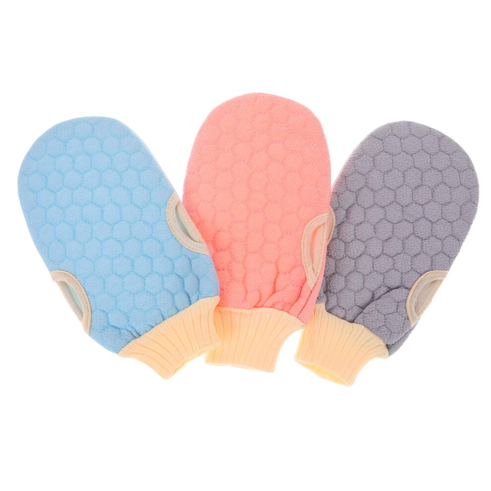 Exfoliating Bath Gloves Set of 3, Korean Scrub Mitts for Deep Cleansing and Dead Skin Removal