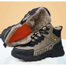 (Black 823, EU 42 / Women UK 9 / Men UK 8) Fur Lined Men Women Safety Shoes Outdoor Work Steel Toe Cap Warm Work Boots Size