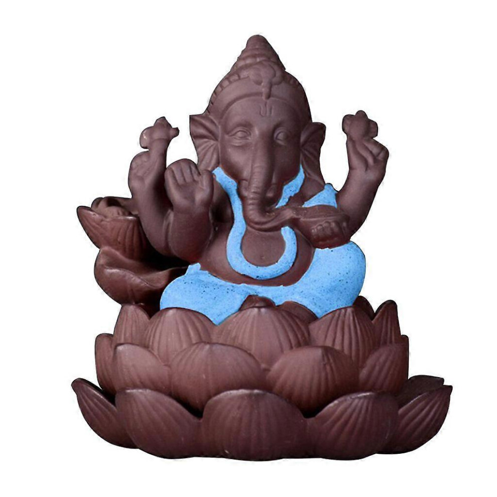 (As Show, Blue) Waterfall Backflow Incense For Burner Incense Cone Holder Elephant Ornament For 3242242619351