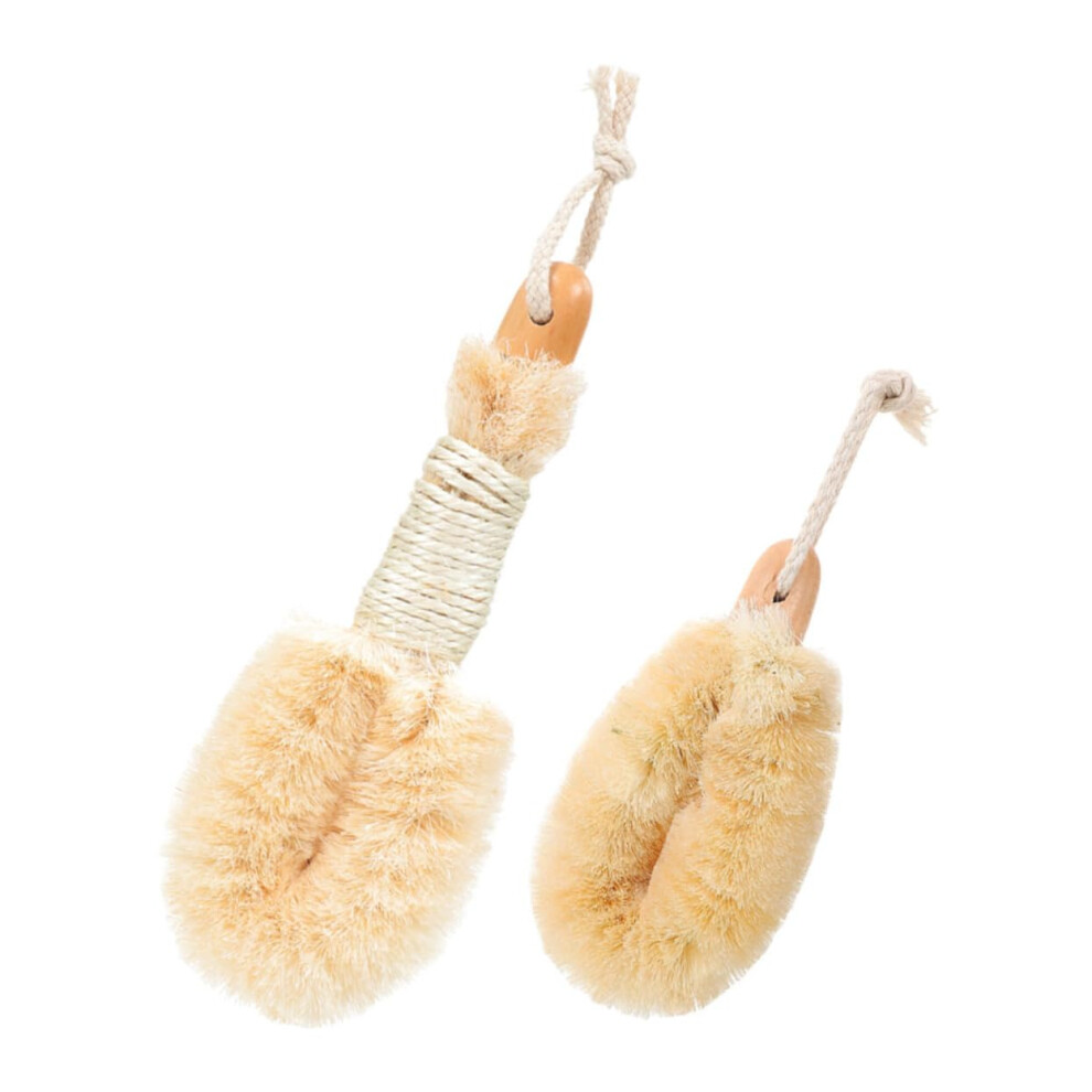 2Pcs Sisal Body Scrub Brush Set with Ergonomic Grip for Deep Cleaning and Smooth Skin in Shower