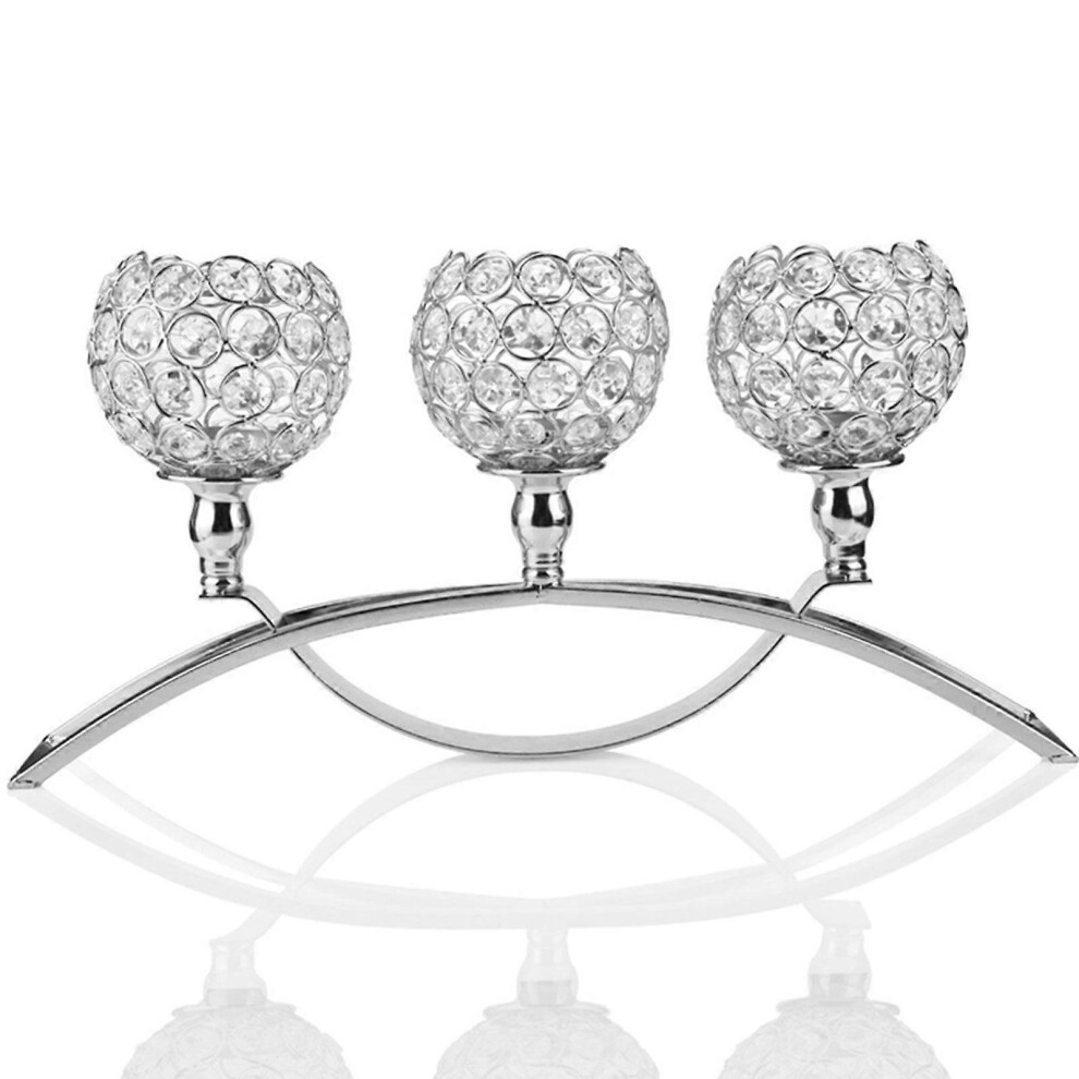 (As Show, One Size) 3 Arms Crystal Candlestick Holders,Table Candelabras,Buffet Cabinet Candelabra Ornaments Table Centerpieces For Wedding 5213747879722