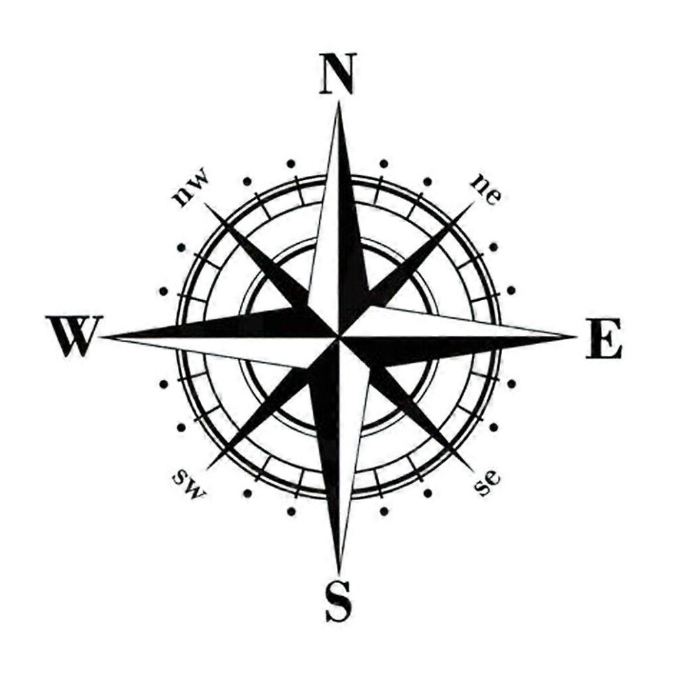 (As Show, Black) Off-Road Vehicle Engine Hood Decoration Compass Shaped Sticker Car Body Decals 5213747813504