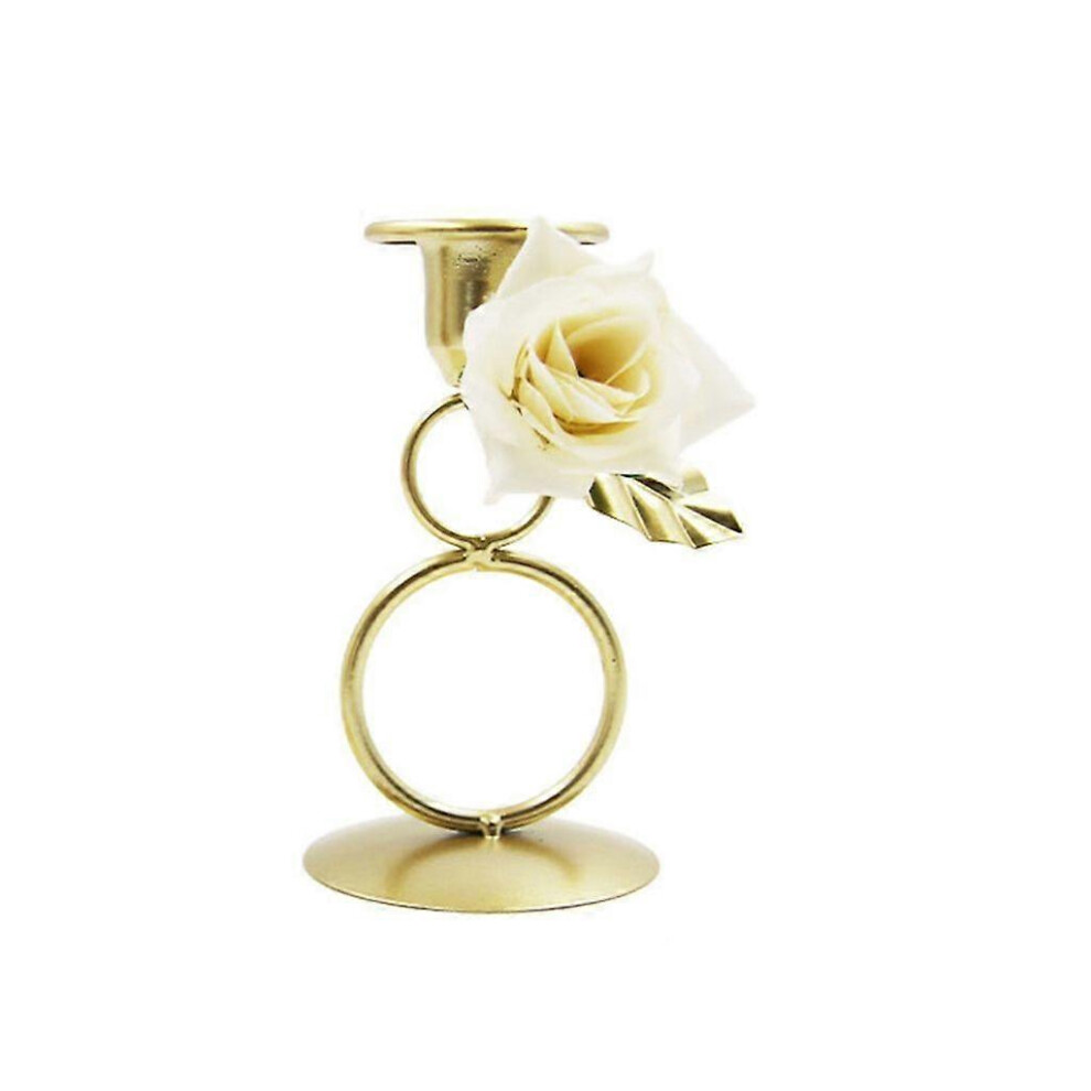 (As Show, One Size) Wrought Iron Candlestick Flower Candle Holder Wedding Dining Table Decoration 3242242689408