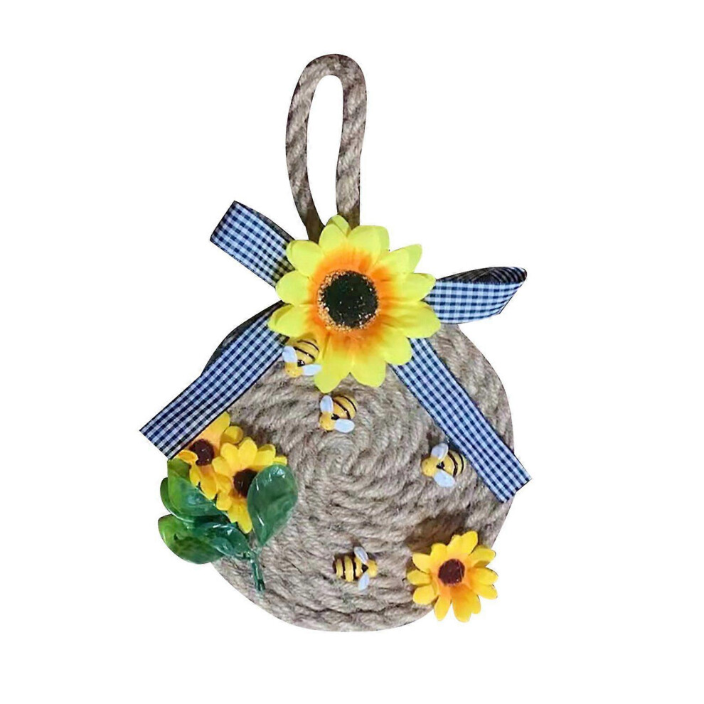 (As Show, B) Bee Festival Sunflower Garland Simulation Hemp Rope Wreath Ornament For Indoor Outdoor Farmhouse Front Door Decoration 5213747862328
