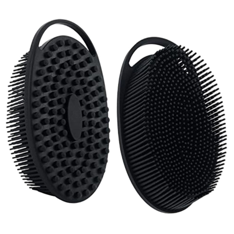 2PCS Silicone Body Scrubber DualSided Soft Exfoliating Shower Brush with Hanging Storage Hole