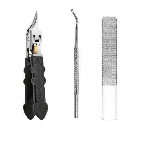 Corta-unhas para pregos grossos e encravados com lâminas curvas de precisão e pega longa,1 conjunto 1