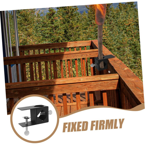 Torch Bracket with Adjustable Clamp for Secure Outdoor Deck and Garden Torch Mounting 1