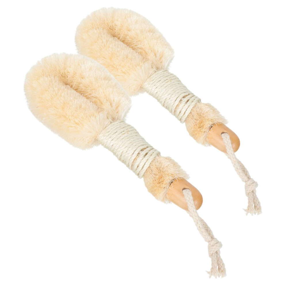 Body Brush Set with Natural Sisal for Gentle Skin Exfoliation, Wooden Handle Dry Brushing 2pcs