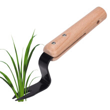 Heavy Duty Weed Puller with Wooden Handle, Carbon Steel Hand Weed Remover for Lawn and Garden