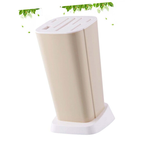 Kitchen Knife Holder with Rotating Detachable Organizer, MultiFunction Storage Stand, Beige
