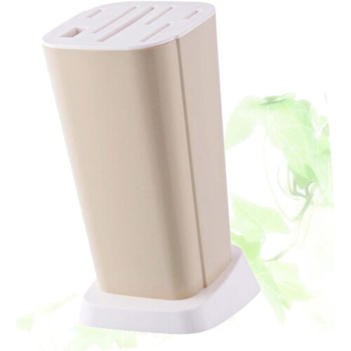 Kitchen Knife Holder with Rotating Detachable Organizer, MultiFunction Storage Stand, Beige 1