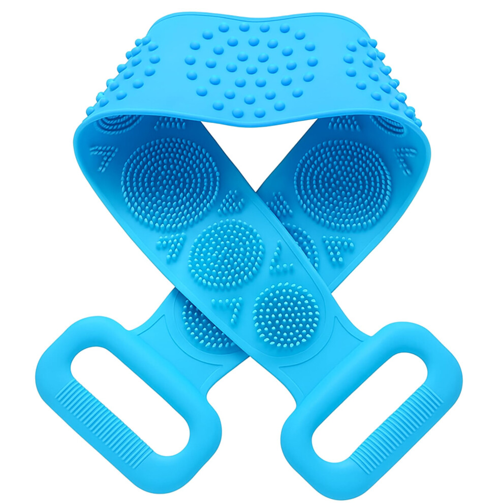 Silicone Back Scrubber with Handles, DoubleSided Exfoliating Bath Brush for Men and Women