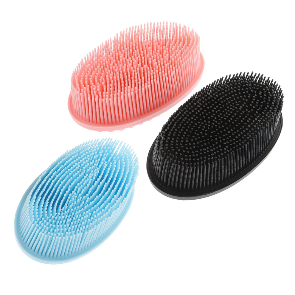 3Pcs Silicone Bath Brush Set DualSided Exfoliating Body Scrubber and Gentle Scalp Massager