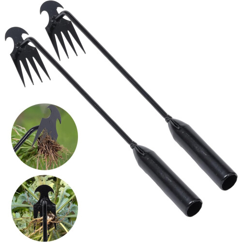 Garden Weeder Tool Long Handle AllSteel Weed Puller for Backyard Vegetable Gardening 2 Pack