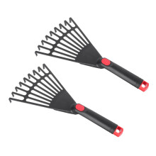2Pcs Plastic Garden Rake with Durable Acute Tines for Efficient Leaf Removal and Soil Loosening