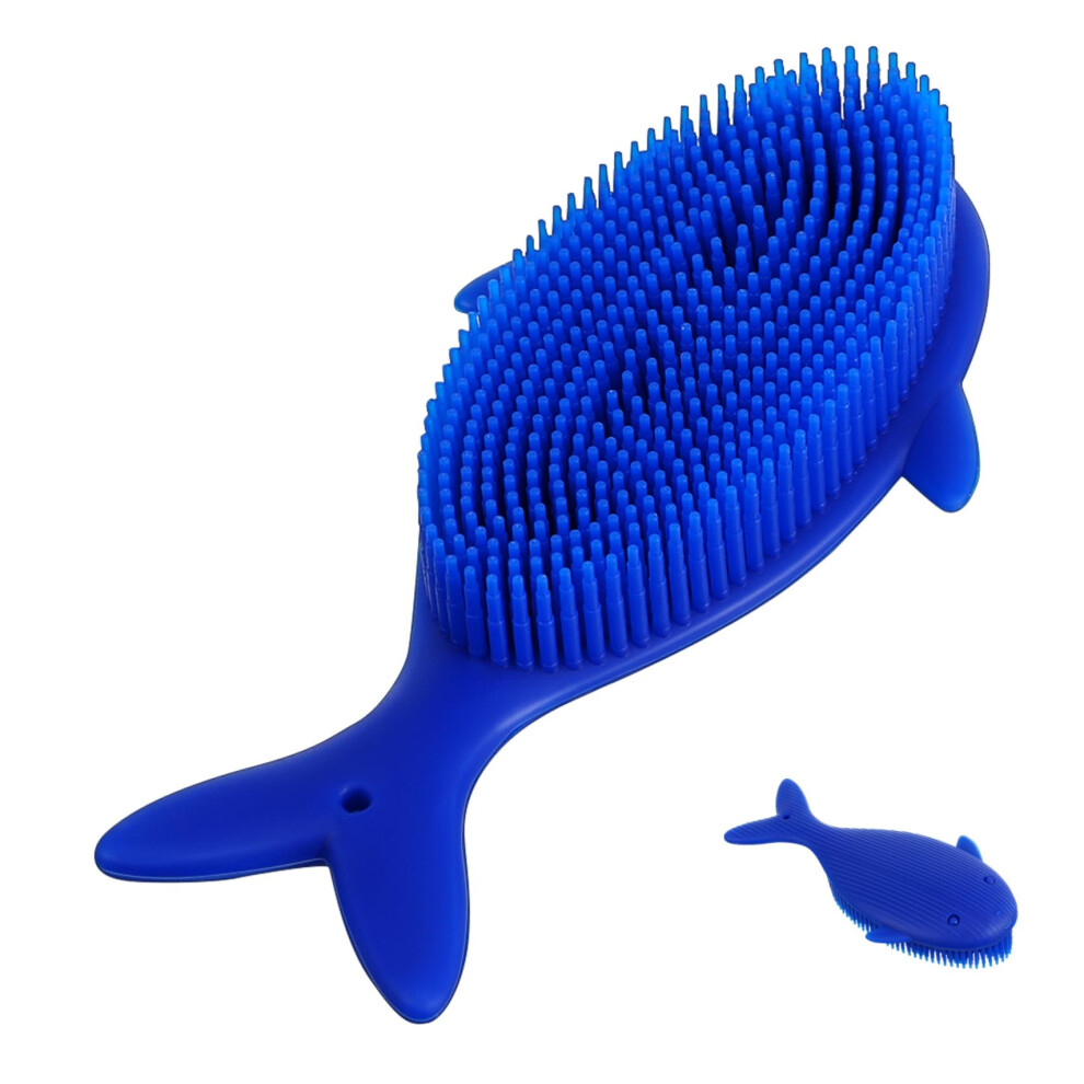 Silicone Bath Brush Whale Shaped 2 in 1 Scalp Massager and Body Scrubber for Shower and Travel