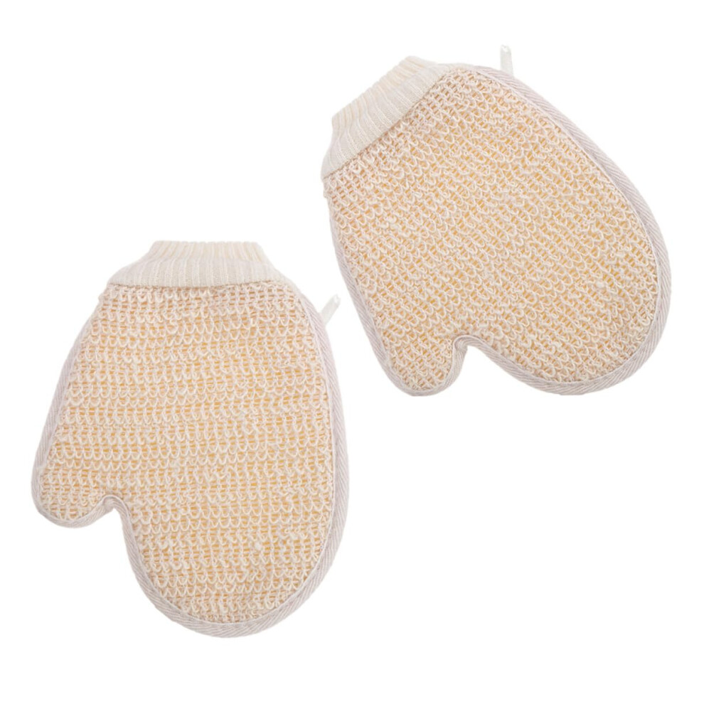 Light 2Pcs Exfoliating Bath Gloves Dualsided Sisal Scrub Mitts For Body And Shower Durable Reusable Design