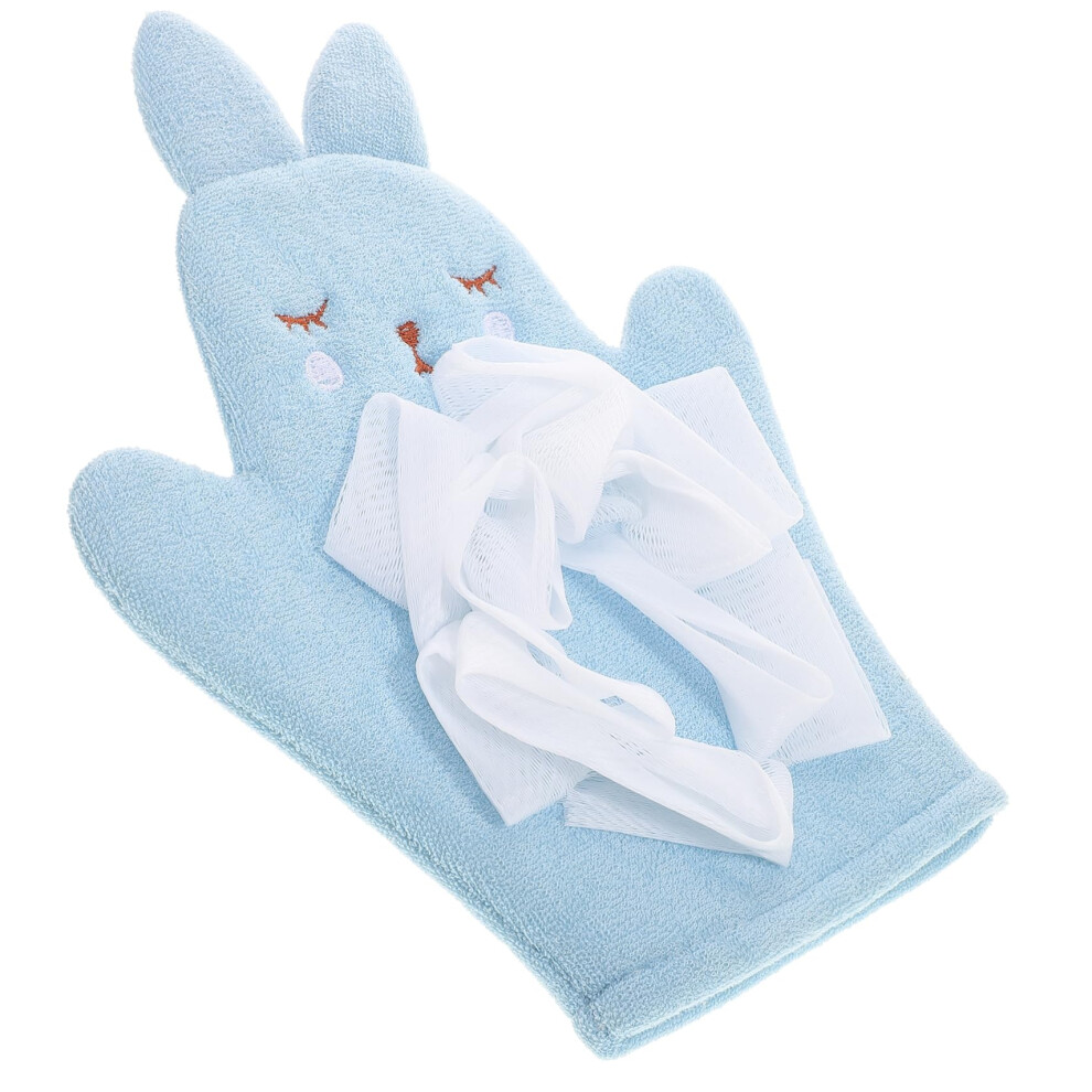 Dual Sided Bath Exfoliating Glove for Sensitive Skin with Bunny Design, Gentle Deep Cleansing Mitt