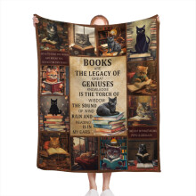Cat Throw Blanket 30x40 Ultra Soft Flannel Fleece for Baby Pets Couch Bed Book Lovers Gift