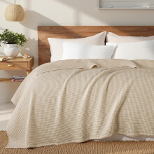 Queen Size Cotton Waffle Blanket Soft Breathable All Season Muslin Gauze Throw 90x90 Khaki