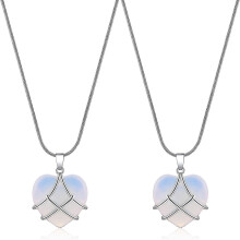 Htooo Beste Freundin Halskette für Frauen Mädchen Diamantschloss Rosenquarz Herz-Opal-Halskette für