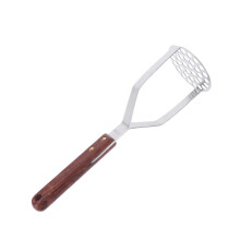 Stainless Steel Potato Masher and Ricer with Ergonomic Wood Handle for Smooth Mashed Potatoes