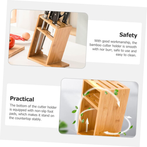 Bamboo Kitchen Knife Holder SpaceSaving Utensil Rack Multifunctional Knife Storage Organizer 2