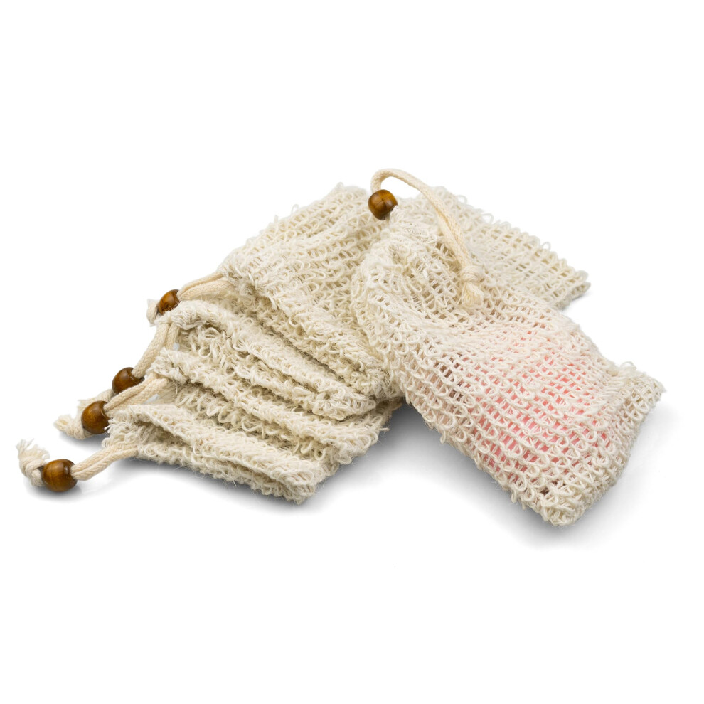 5Pcs Natural Sisal Soap Saver Bags, Exfoliating Soap Pouch with Rich Lather, QuickDrying Hanging Holder for Shower