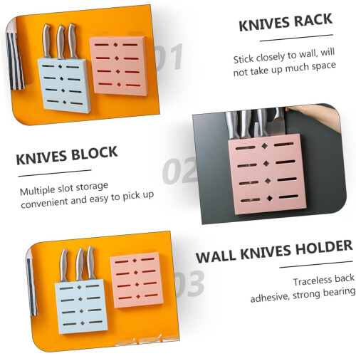 Wall Mounted Knife Holder PP Material Adhesive Kitchen Storage Rack Space Saving Organizer 2