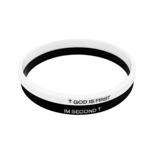 BRĂȚARĂ GOD IS FIRST Brățară colorată din silicon cu litere fine