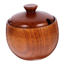 Wooden Serving Bowl Natural Acacia Wood with Lid for Rice, Salad and Kitchen Seasoning