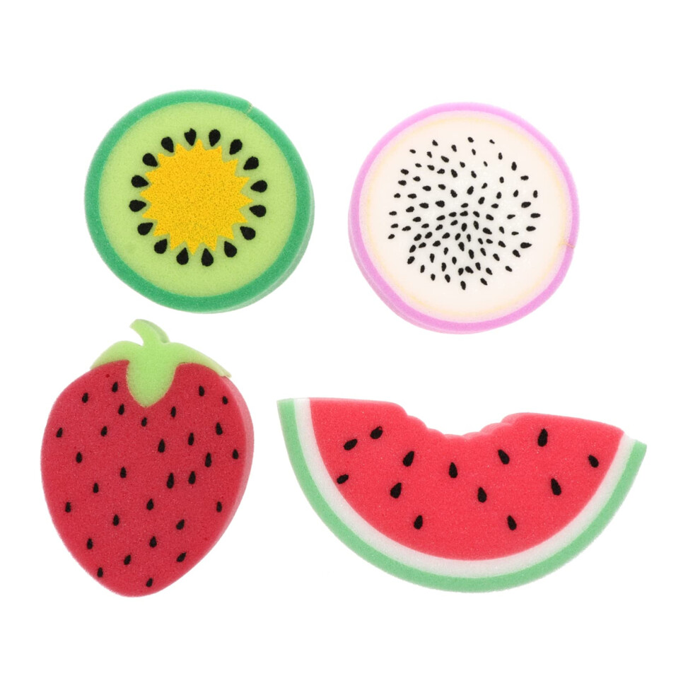 4pcs Fruit Shaped Bath Sponge Set for Kids and Adults, Soft Body Scrubber for Gentle Exfoliation