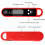 Digital Meat Thermometer Waterproof Foldable Probe Instant Read for BBQ Cooking Baking Red 5